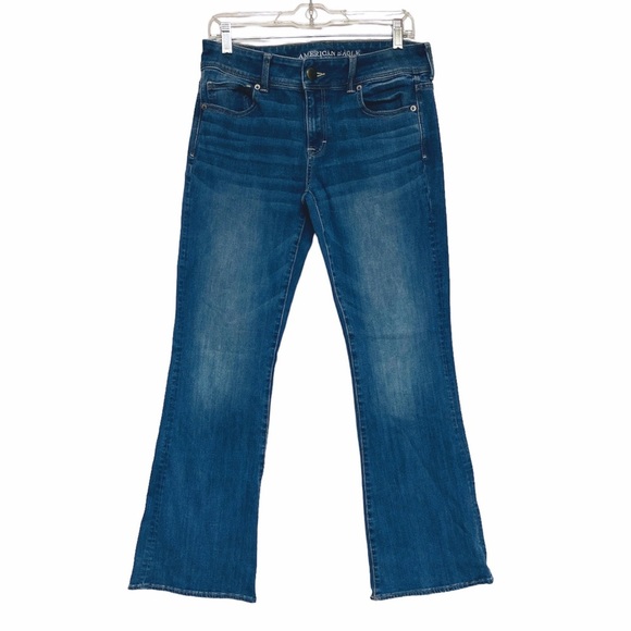Y2K American Eagle Kick Boot Low Rise Bootcut Flare Jeans size 10 - Picture 1 of 9
